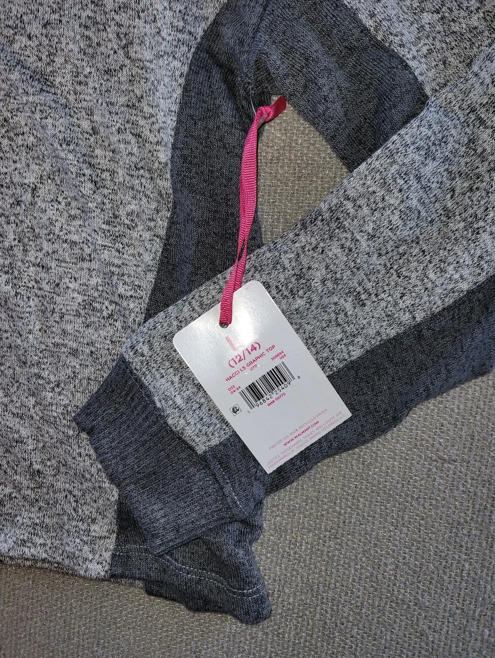 Justice Size Large 12/14 Gray Sweatshirt with Pastel Ombre Logo NWT